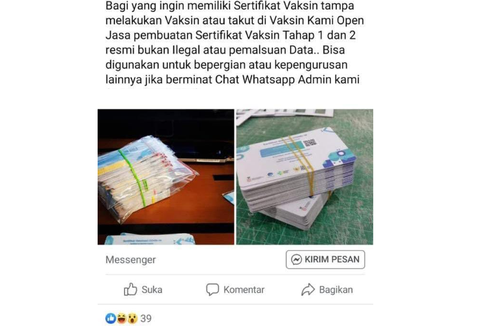 Ada Jasa Bikin Sertifikat Vaksin Tanpa Perlu Vaksinasi, Ini 