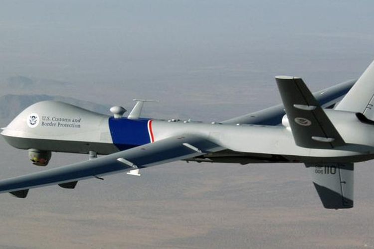 Ilustrasi drone yang digunakan oleh US Customs and Border Protection untuk menjaga wilayah perbatasan AS-Meksiko