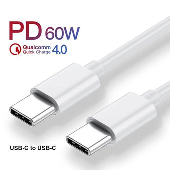 Ilustrasi kabel USB C ke USB C yang mendukung pengisian daya cepat hingga 60 watt