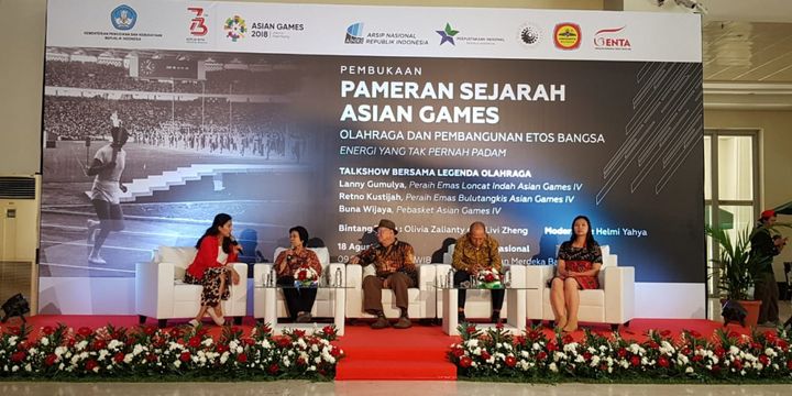 Pameran Sejarah Asian Games dengan tajuk Olahraga dan Pembangunan Etos Kerja (Energi yang Tak Pernah Padam), di Museum Nasional, Jakarta, Sabtu (18/8/2018).