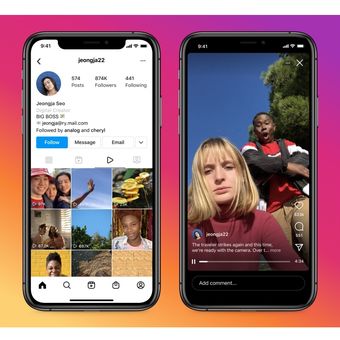 Tampilan tab baru Instagram bernama Instagram TV, menggantikan tab IGTV.