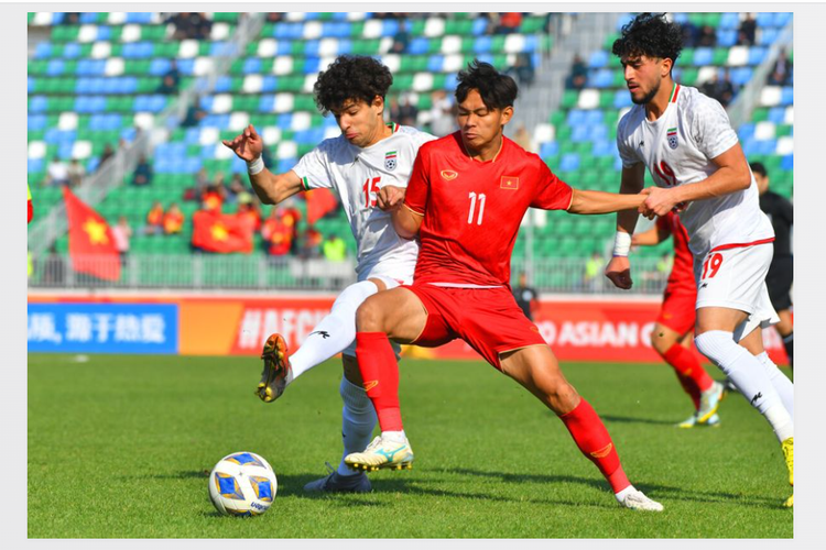 Tangkapan layar laman resmi AFC yang memuat momen laga Vietnam vs Iran pada matchday terakhir Grup B Piala Asia U20 2023 di Stadion Istiqlol, Fergana, Uzbekistan, Selasa (7/3/2023) sore WIB.