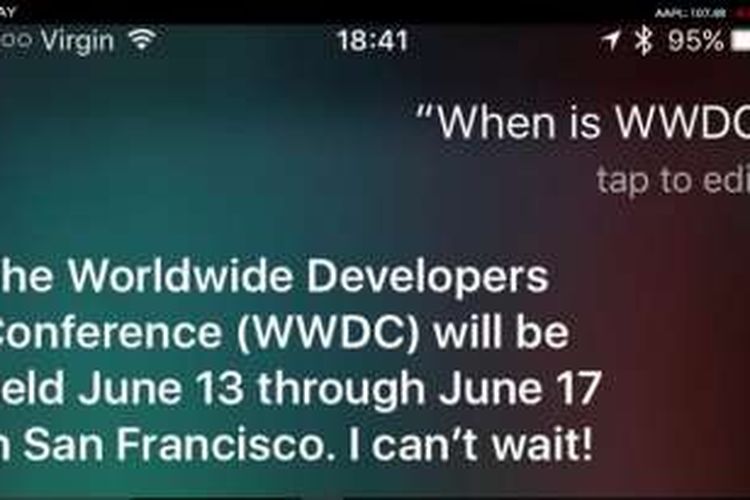 Siri beberkan waktu penyelenggaraan Worldwide Developer Conference (WWDC) 2016