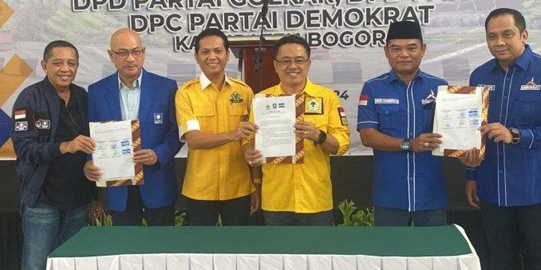 Partai Golkar, PAN dan Demokrat berkoalisi mendukung Jaro Ade di Pilkada Kabupaten Bogor, Kamis (9/5/2024).