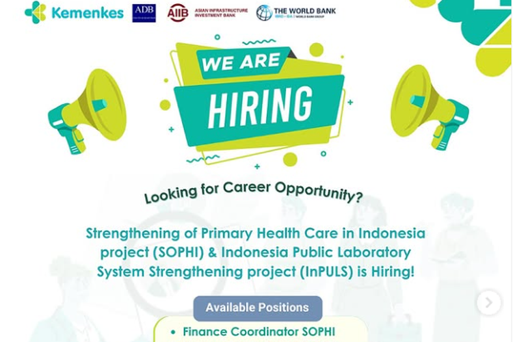 Kementerian Kesehatan Republik Indonesia (Kemenkes RI) membuka lowongan kerja untuk empat posisi strategis dalam proyek kerja sama internasional.