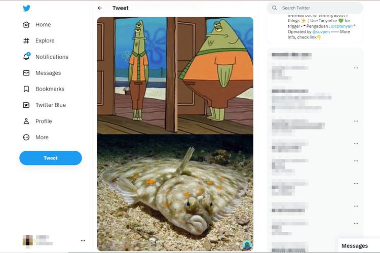 Foto Viral Unggahan Ikan Mirip Dengan Karakter Flats Di Spongebob