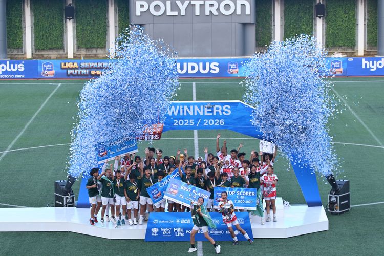 Suasana turnamen sepak bola putri usia dini HYDROPLUS Soccer League Kudus 2025-2026 resmi memasuki pekan terakhir yang berlangsung sengit di Supersoccer Arena Rendeng, Kudus, Jawa Tengah, Minggu (31/5/2026). 