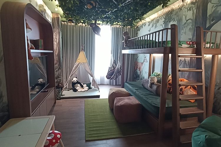 Kamar bertema Jungle (hutan) untuk anak-anak di Hotel Mercure Garut City Center di Kabupaten Garut, Jawa Barat, Rabu (15/1/2025).