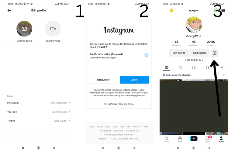 cara menghubungkan akun TikTok dengan Instagram