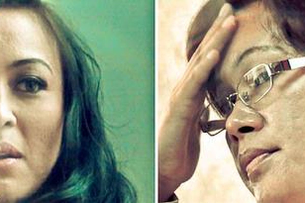 Angelina Sondakh (kiri) dan Mindo Rosalina Manulang (kanan).