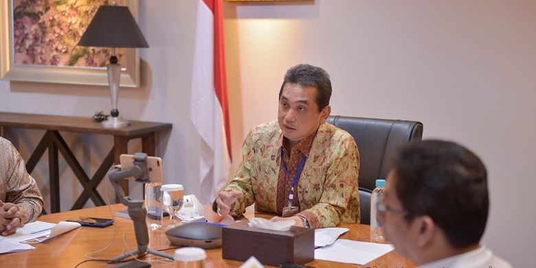Menteri Perdagangan Agus Suparmanto dalam konferensi pers secara daring di Kantor Kementerian Perdagangan di Jakarta, Rabu (18/3/2020)