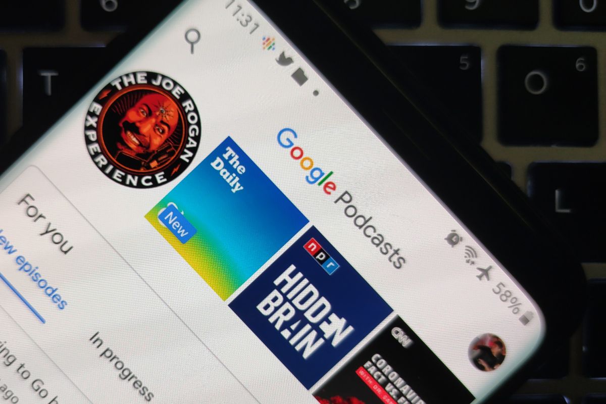 Aplikasi Google Podcast di smartphone Android.