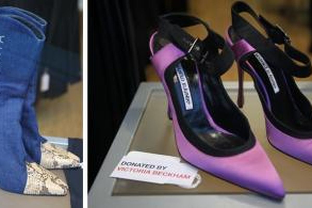 Beberapa koleksi sepatu Victoria Bekcham yang didonasikan untuk menggalang dana buat korban angin topan di Filipina