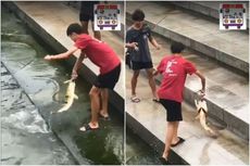 Dua Remaja Tertangkap Kamera Mancing Ikan di Taman Merlion Singapura