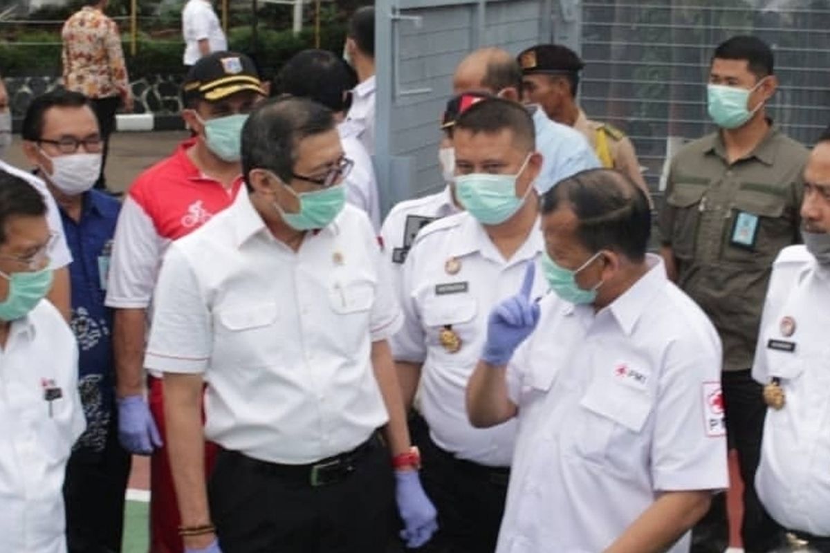 Kunjungan Menteri Hukum dan HAM Yasona H Laoly dan Ketua Umum PMI Jusuf Kalla di Lapas Kelas 1 Cipinang, Jakarta Timur, Jumat (20/3/2020).