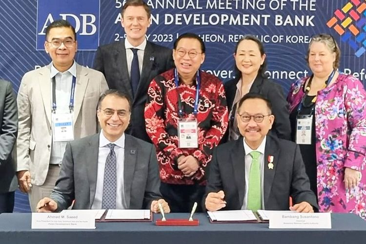 Otorita IKN (OIKN) menandatangani nota kesepahaman (MoU) dengan Asian Development Bank (ADB), di Korea Selatan, pada Jumat (05/05/2023).