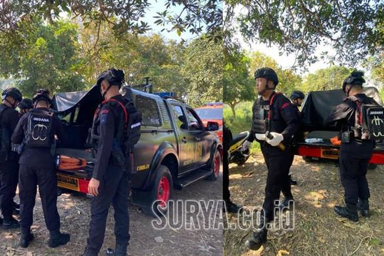 Setelah melakukan pemeriksaan, tim penjinak bom Gegana Polda Jatim memastikan, benda tersebut adalah korek api berbentuk granat.