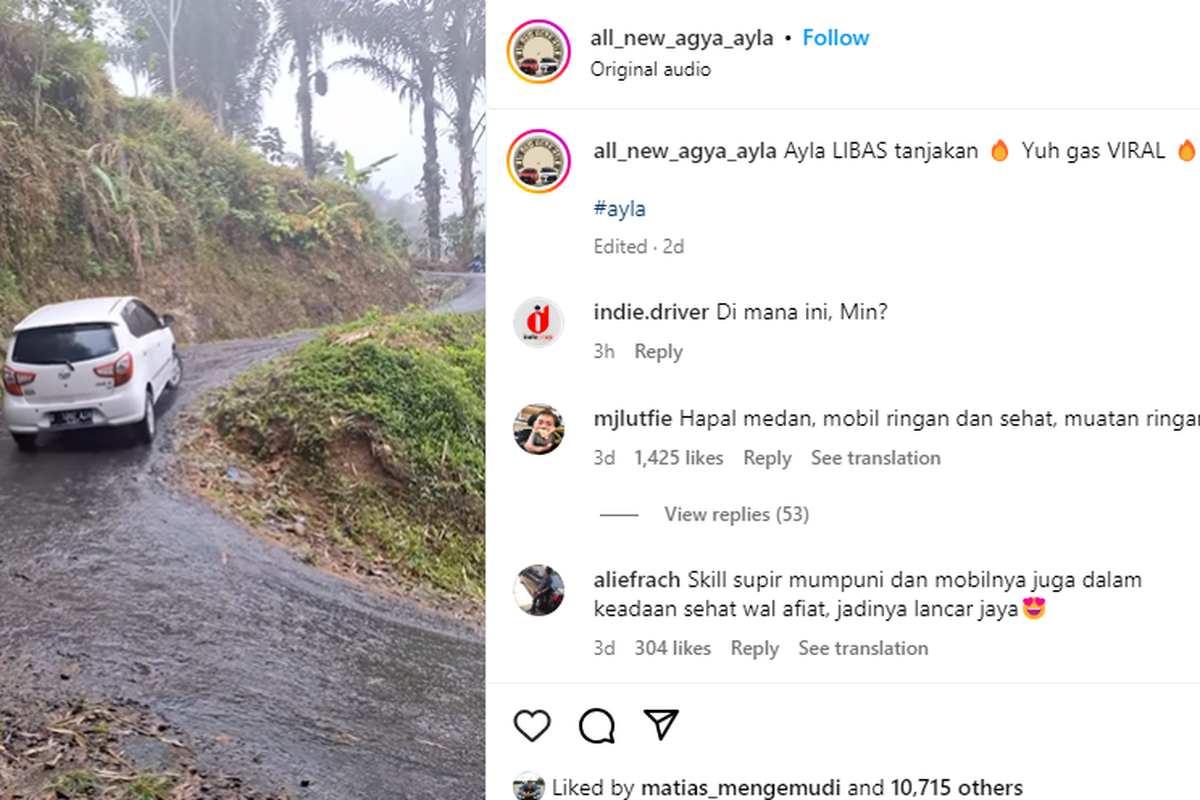 Video Daihatsu Ayla melewati tanjakan curam dan licin dengan mudah.