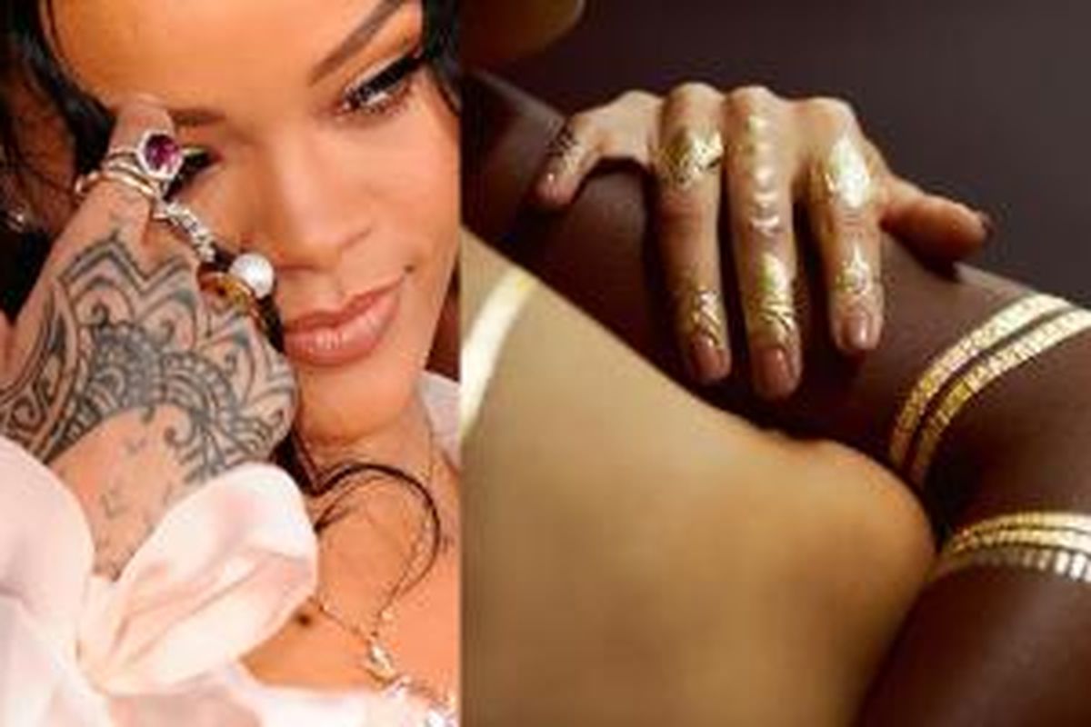 Bekerja sama dengan seorang desainer perhiasan, Jacquine Aiche, Rihanna meluncurkan koleksi tato temporer.