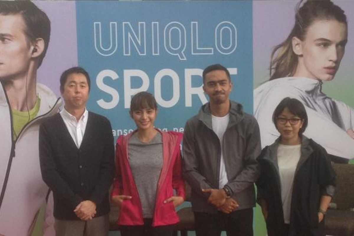 Kirana Larasati hadir di acara pengenalan produk Uniqlo Sport di Hotel Mandarin, Kamis (23/2/2017). 