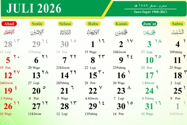 Kalender Juli 2026: Apakah Ada Hari Libur Nasional?