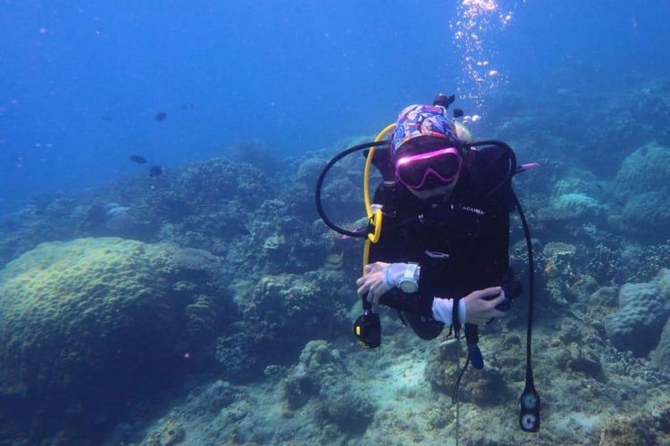 Ilustrasi diving di Desa Wisata Keciput, Belitung.