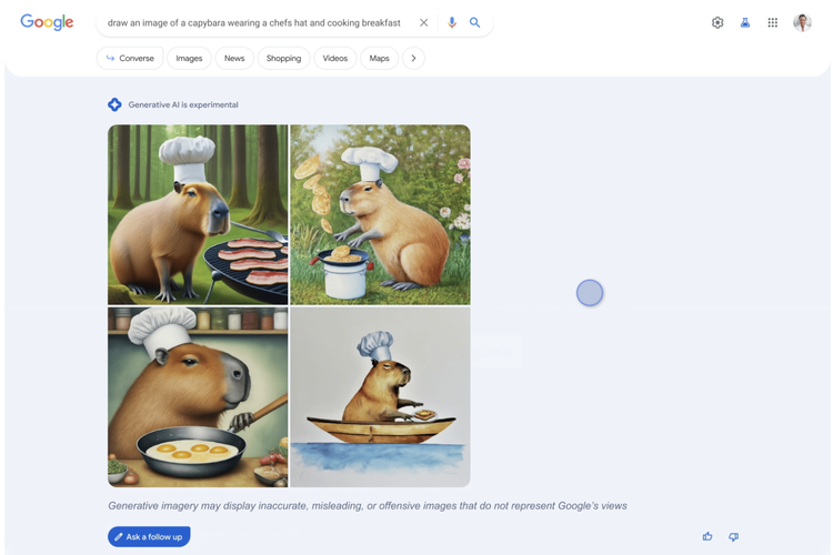 Ilustrasi penggunaan membuat gambar di Google Search yang mengandalkan kecerdasan buatan (AI/Artificial Intelligence)