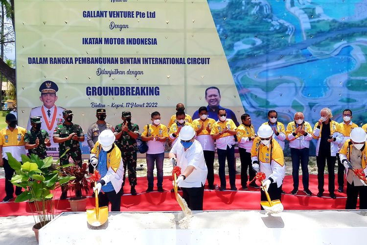 Kegiatan groundbreaking pembangunan Bintan International Circuit, Kamis (17/3/2022).