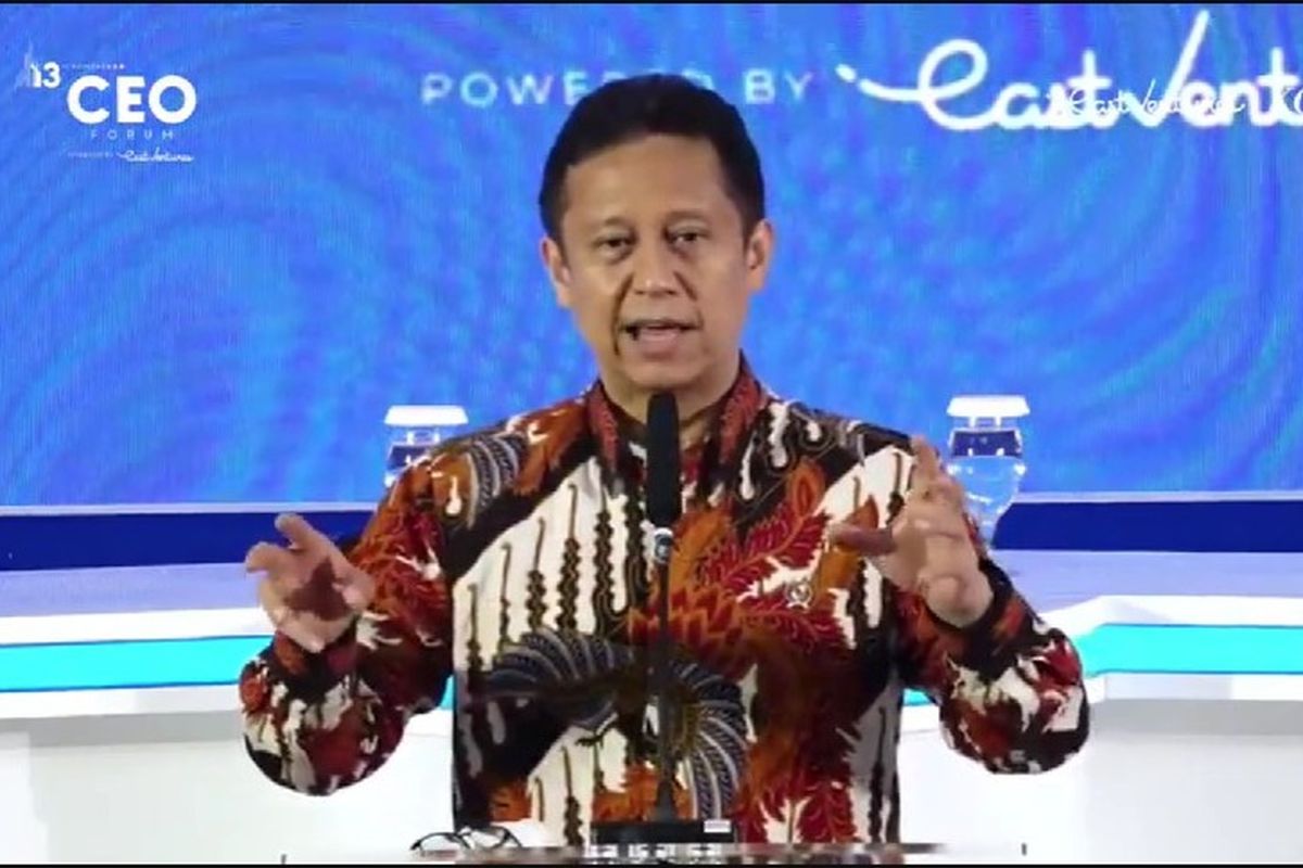 Menteri Kesehatan Budi Gunadi Sadikin saat Kompas100 CEO Forum Ke-13 di The Westin Jakarta, Jumat (25/11/2022). Menkes mengatakan pengeluaran rata-rata masyarakat Indonesia untuk kesehatan sangat rendah.