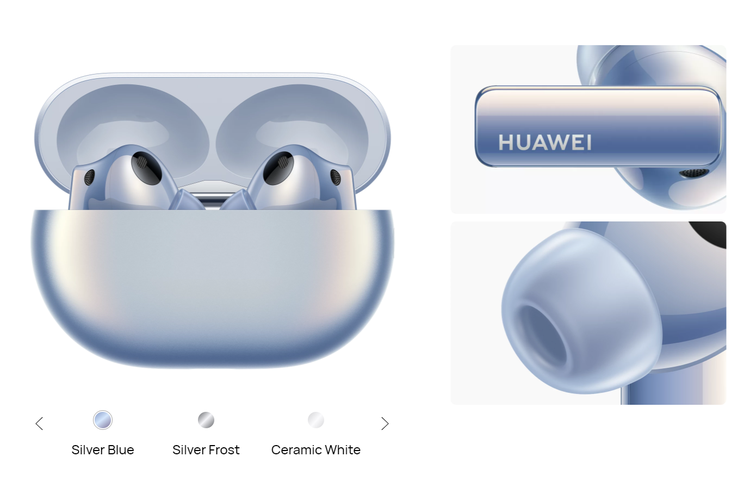 Huawei FreeBuds Pro 2 varian warna Silver Blue.