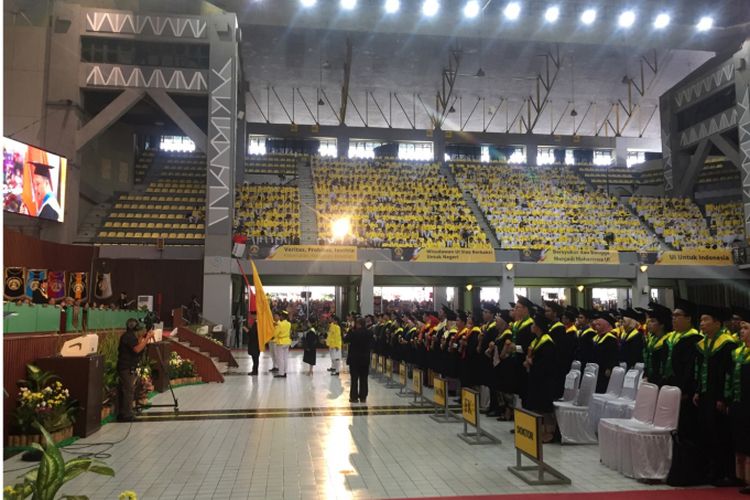 Acara wisuda Universitas Indonesia, di Balairung Universitas Indonesia, Depok, Jawa Barat, Sabtu (1/9/2018).