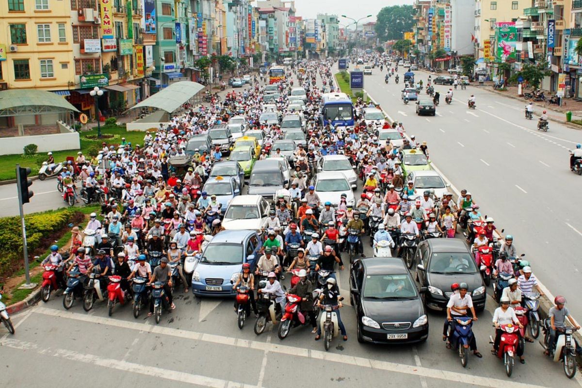 Ilustrasi lalu lintas kota Hanoi.