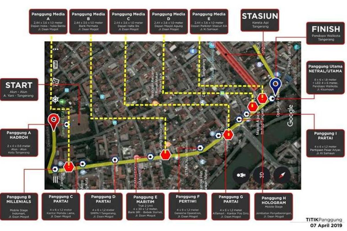 Peta kegiatan Karnaval Indonesia Sabtu di Tangerang, Banten, Minggu (07/04/2019)