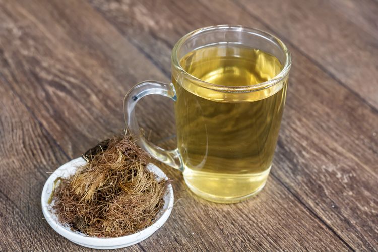 Ilustrasi teh herbal dari rambut jagung