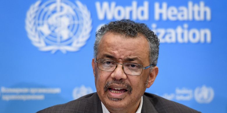 Sekretaris Jenderal Badan Kesehatan Dunia (WHO) Dr Tedros Adhanom Ghebreyesus dalam konferensi pers di Jenewa pada 30 Januari 2020. Tedros mengumumkan status darurat dunia atas virus corona yang hingga saat ini, sudah membunuh 212 orang di China.