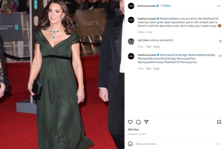 Kecelakaan Fesyen Bangsawan Inggris: Kate Middleton kenakan gaun hijau tua dalam acara BAFTA 2018