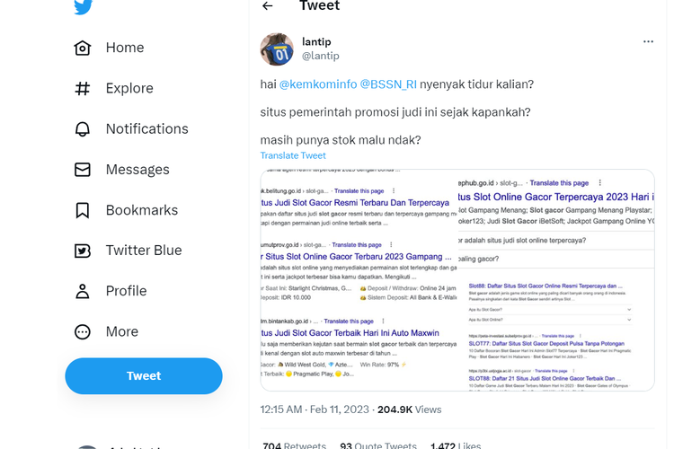 viral situs pemerintah iklankan judi