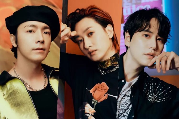 Tiga member Super Junior, (dari kiri) Donghae, Eunhyuk, dan Kyuhyun, tidak memperbarui kontrak dengan SM Entertainment.