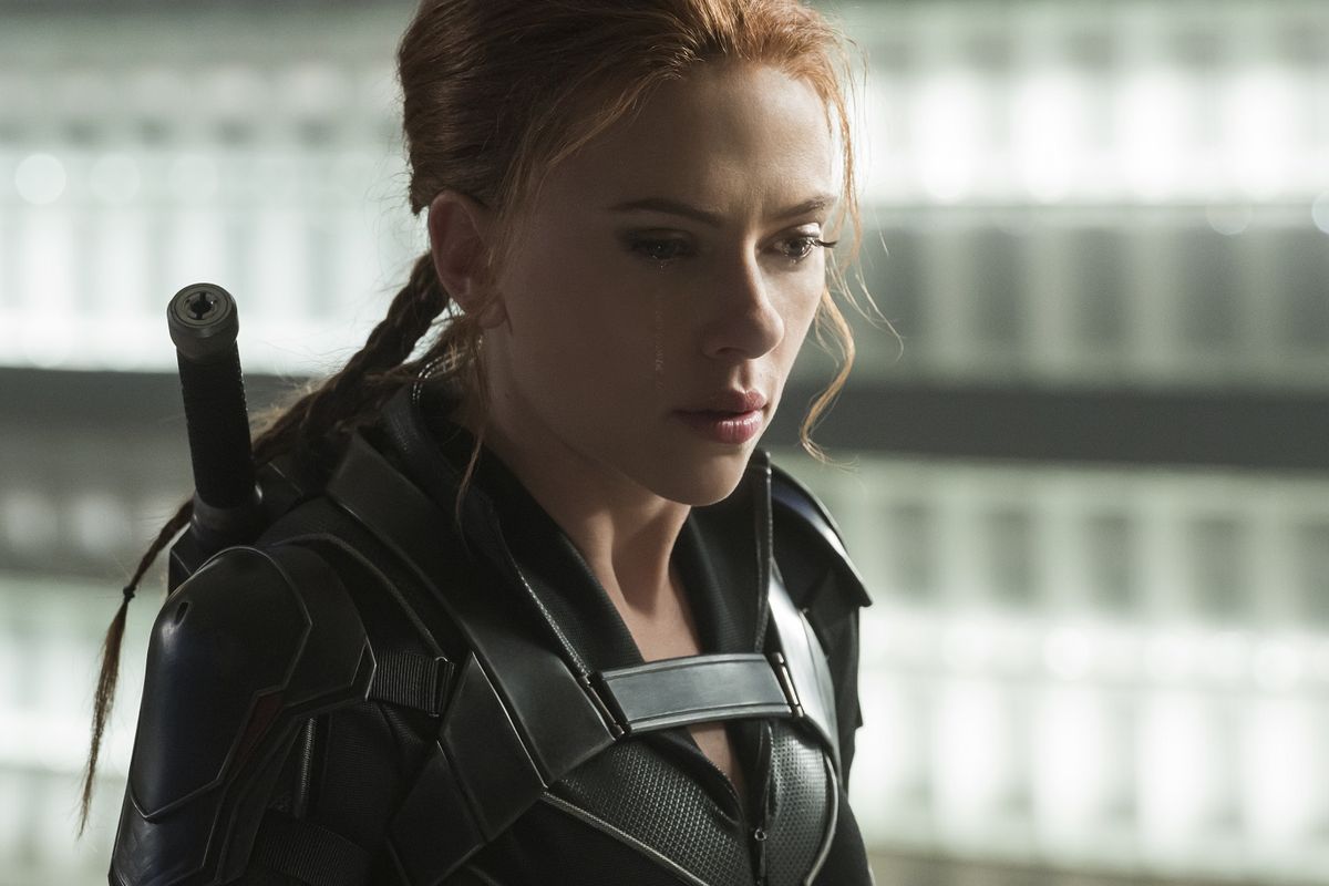 Aktris Scarlett Johansson sebagai Black Widow/Natasha Romanoff dalam film Black Widow, produksi Marvel Studios.