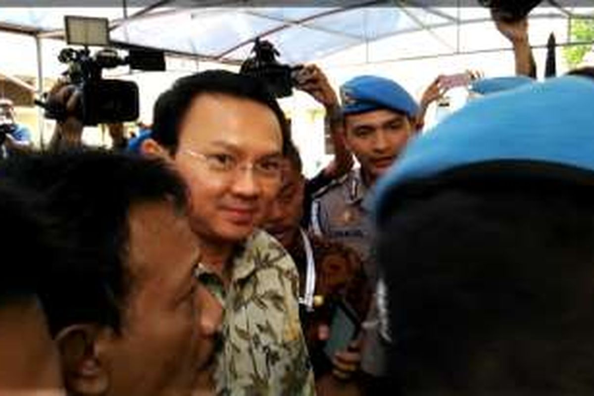 Gubernur DKI Jakarta non-aktif Basuki Tjahaja Purnama atau Ahok di Mabes Polri, Jakarta, Kamis (1/12/2016).