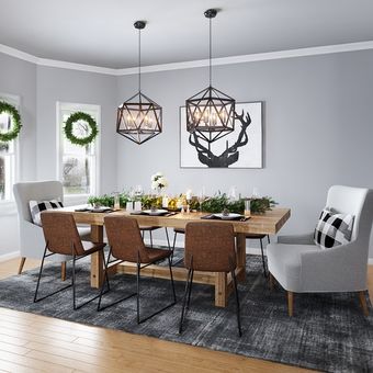 Ilustrasi ruang makan dengan cat abu-abu