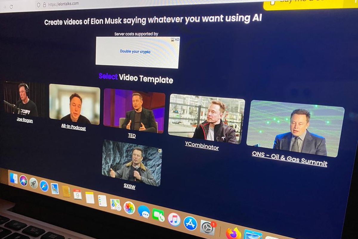 Halaman situs web Elontalks.com untuk membuat video Elon Musk bicara sesuai tulisan kita