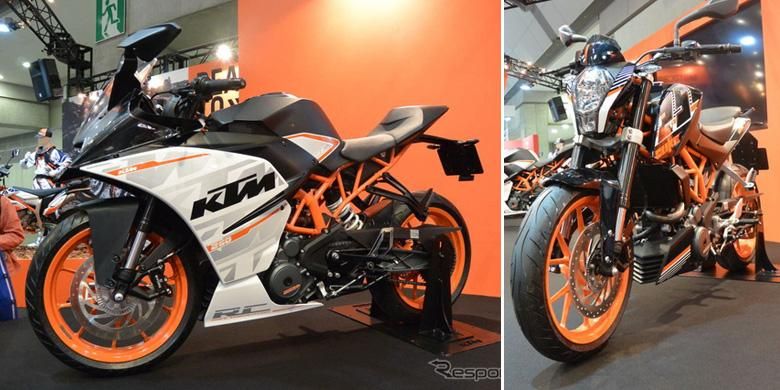 KTM RC250 dan Duke 250 dipamerkan di Tokyo Motorcycle Show 2015.