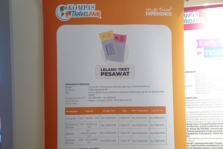 Promo lelang tiket pesawat di Kompas Travel Fair 2024