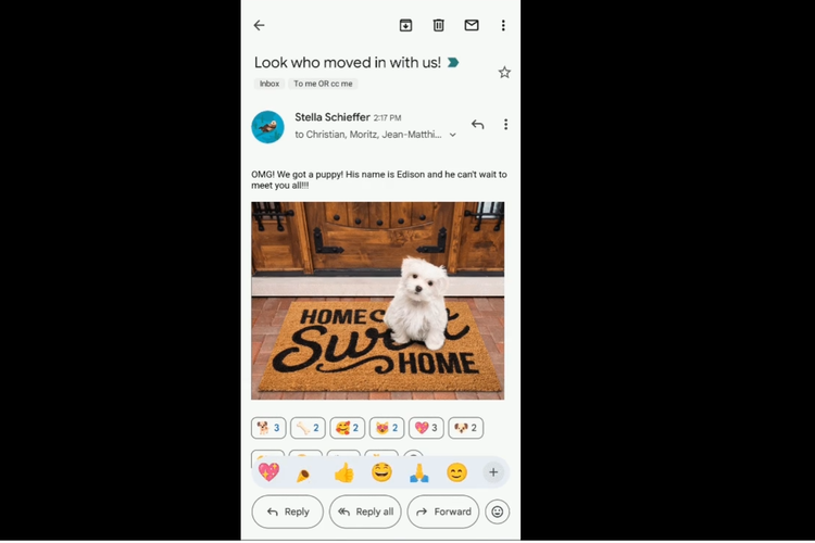 Gmail kini memiliki fitur reaksi emoji