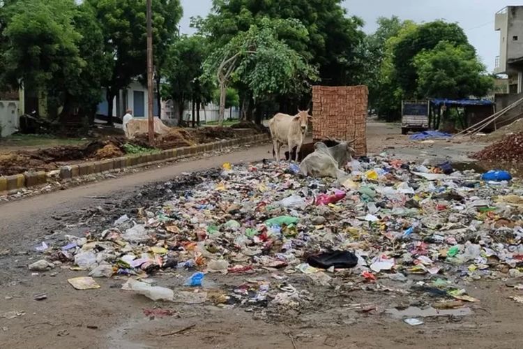 Banyak sampah bertebaran di Agra.