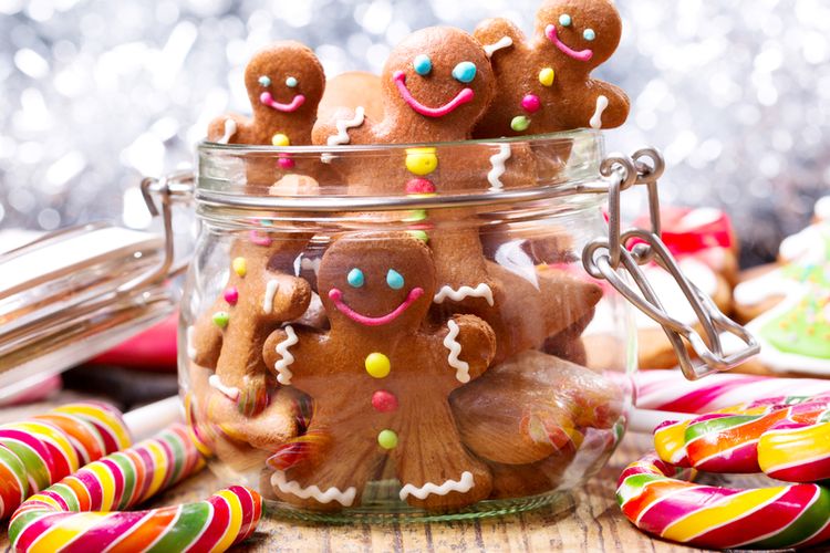 ilustrasi gingerbread cookies di stoples. 