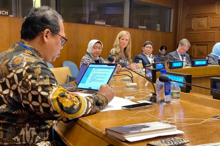 Wakil Ketua BPK Agus Joko Pramono, saat menghadiri United Nations High-Level Political Forum on Sustainable Development dan High-Level Segment (UN HLPF-HLS on SDGs) 2023, 17-20 Juli 2023 oleh ECOSOC di Markas Besar PBB, New York.