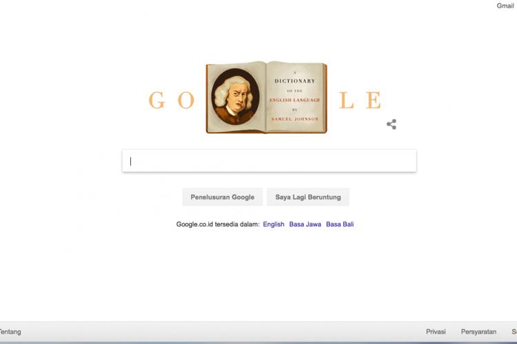 Samuel Johnson jadi Google Doodle, Senin (18/9/2017)