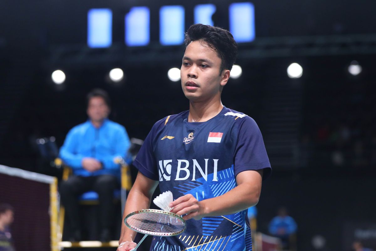 Tunggal putra Indonesia, Anthony Sinisuka Ginting, saat bertanding melawan Kiran George (India) dalam 16 besar Australian Open 2023 pada Rabu (3/8/2023). Terkini, Ginting kalah pada babak pertama China Open 2023.